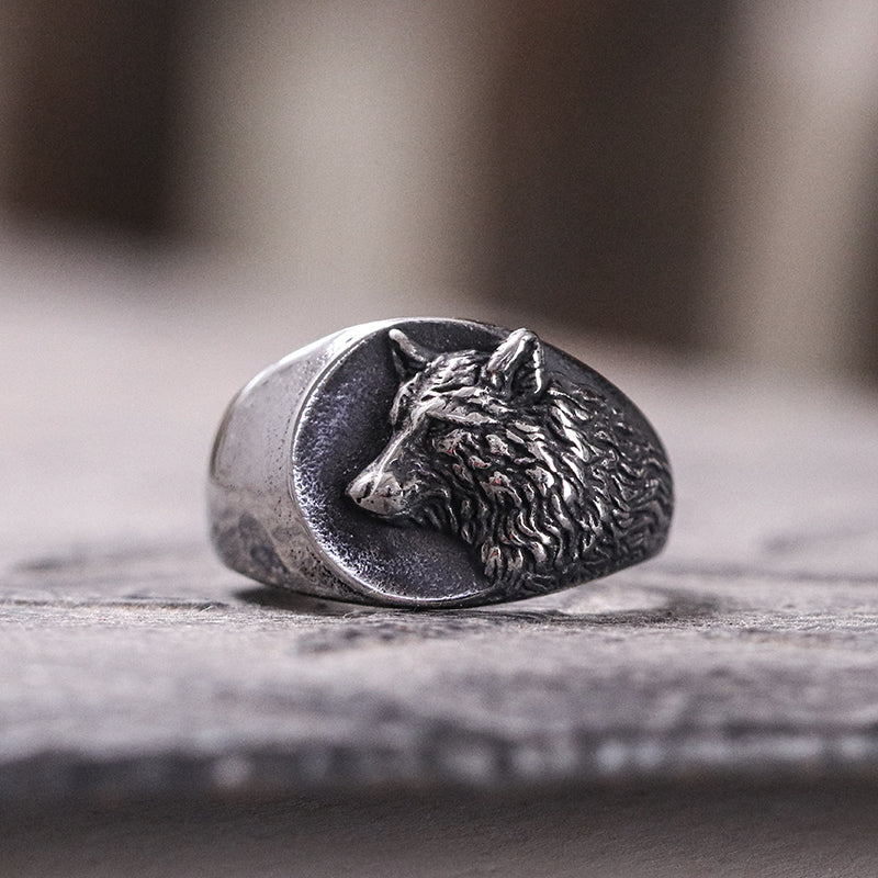 NORSE WOLF STAINLESS STEEL RING