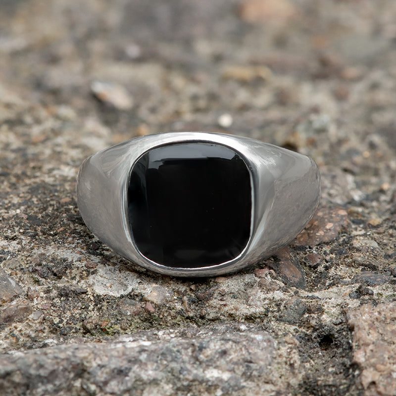 BLACK EPOXY STAINLESS STEEL MINIMALIST RING