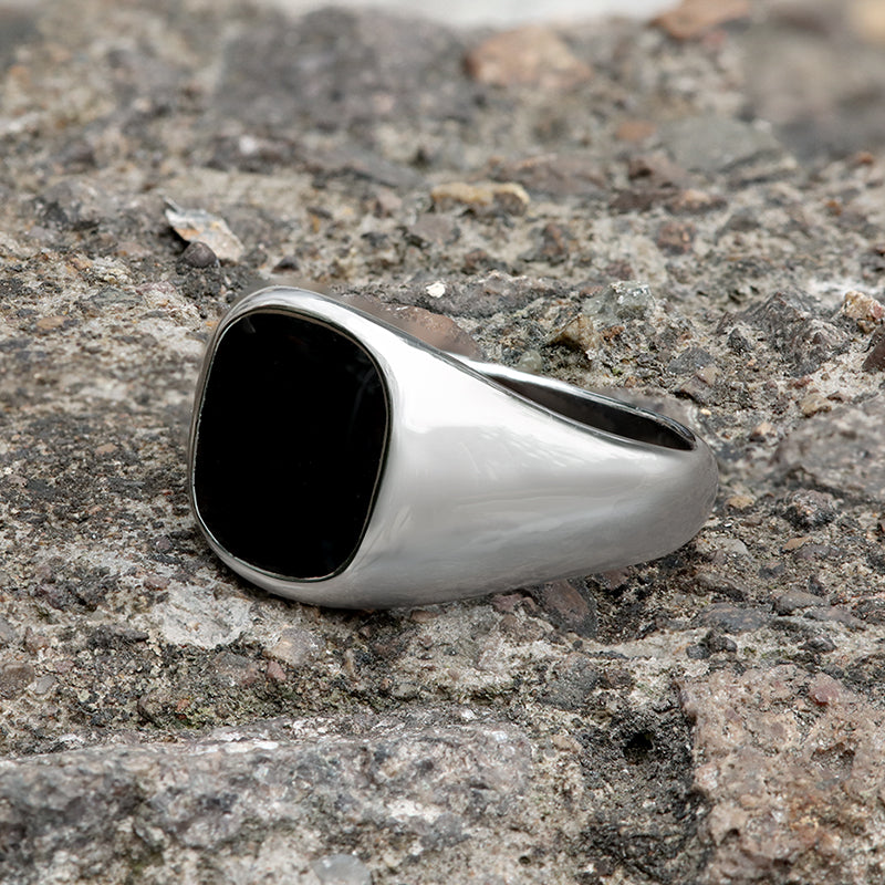 BLACK EPOXY STAINLESS STEEL MINIMALIST RING