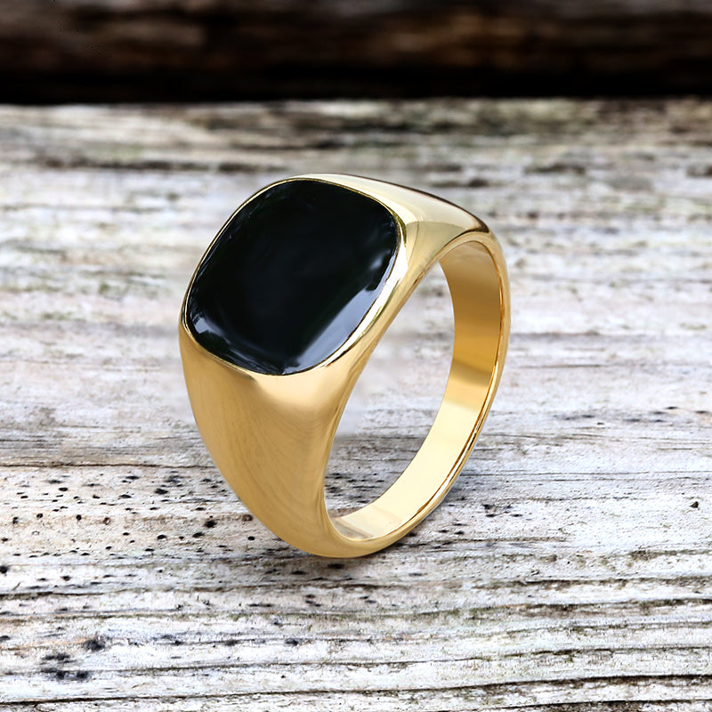 BLACK EPOXY STAINLESS STEEL MINIMALIST RING