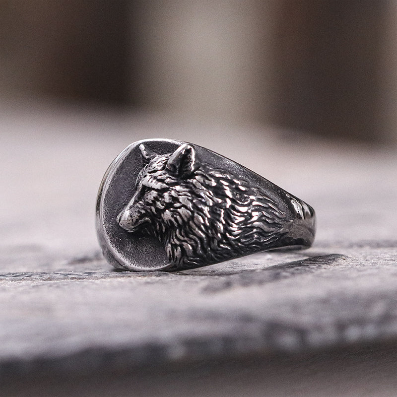 NORSE WOLF STAINLESS STEEL RING