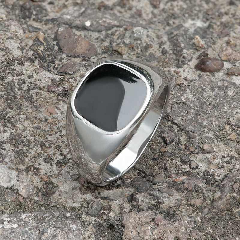 BLACK EPOXY STAINLESS STEEL MINIMALIST RING