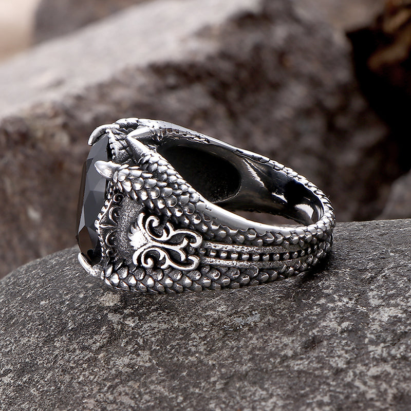 DRAGON CLAW GEM STAINLESS STEEL RING