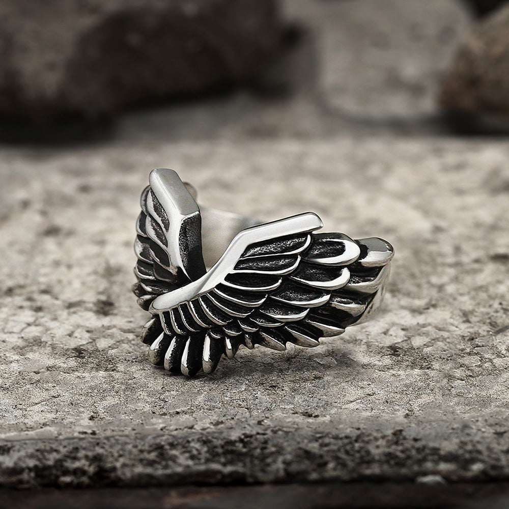 ANGEL WING STAINLESS STEEL RING