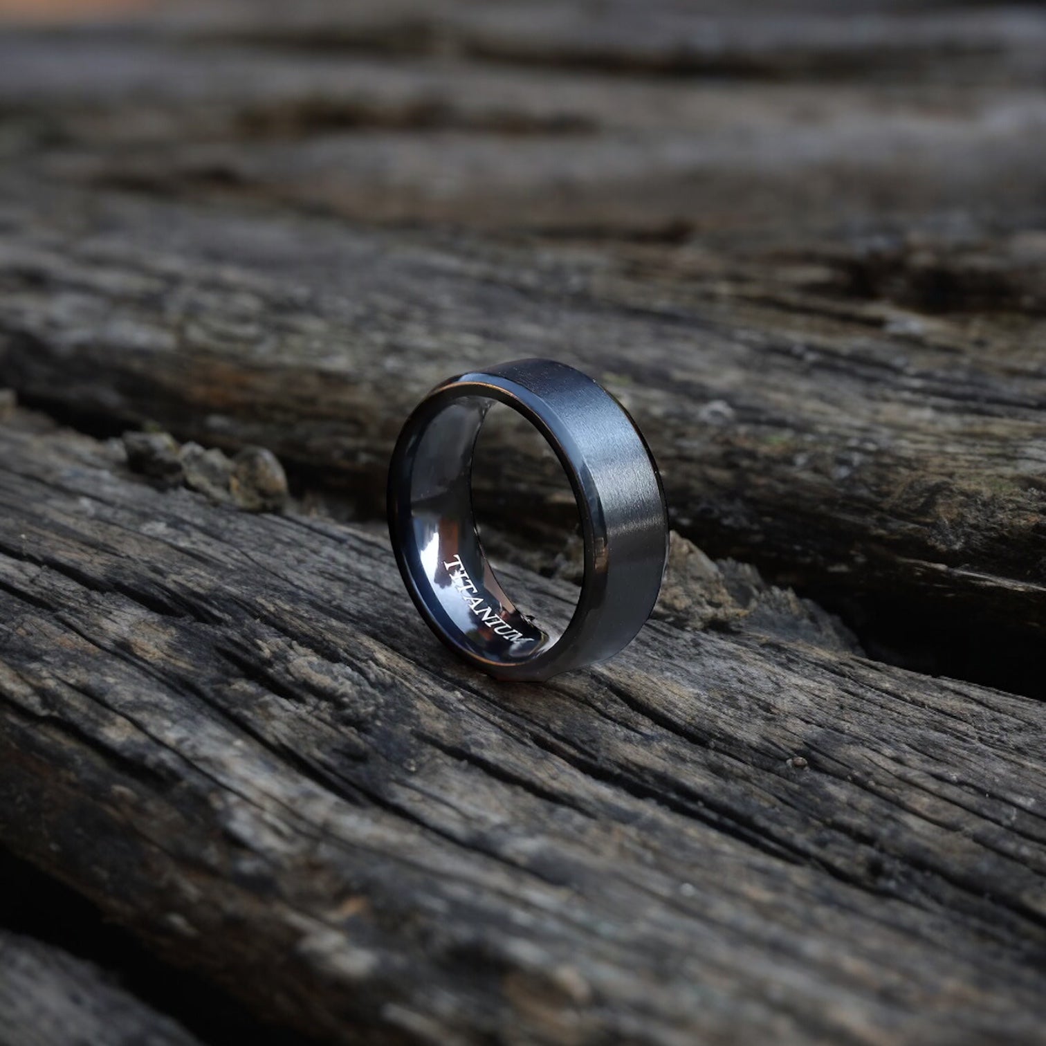 8MM BLACK BRUSHED TITANIUM BAND RING