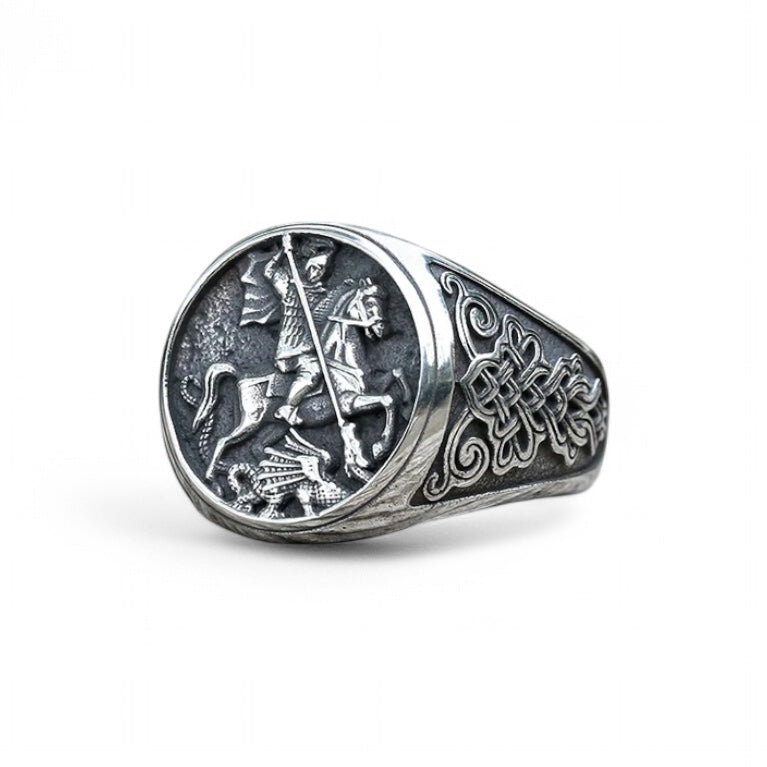 SAINT GEORGE STAINLESS STEEL RELIGION RING