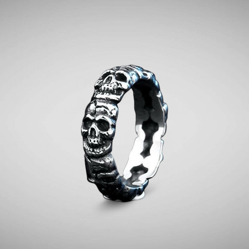 SURROUNDED STAINLESS STEEL SKULL RING